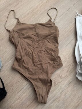 Zara Ribbed One-Piece Swimsuit in Brown